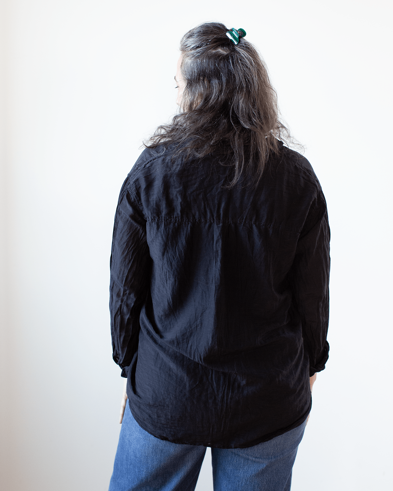 CP Shades Joss 1Pkt Button Down in Black Cotton Silk