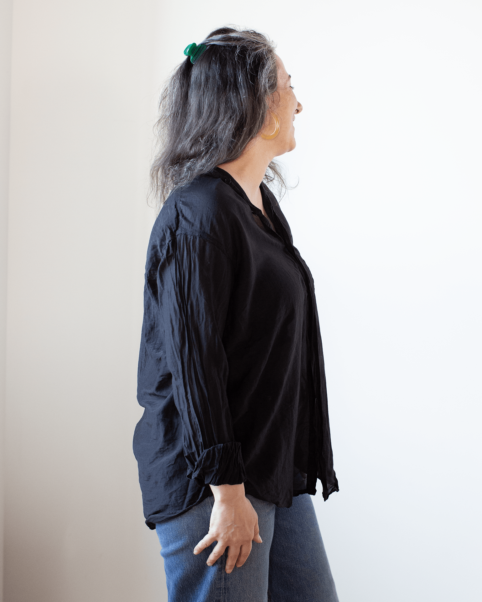 CP Shades Joss 1Pkt Button Down in Black Cotton Silk