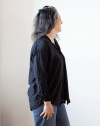 CP Shades Joss 1Pkt Button Down in Black Cotton Silk