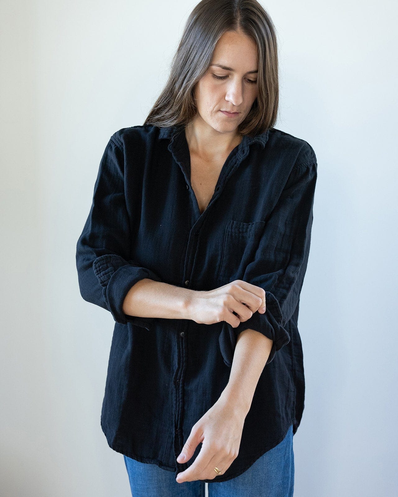 CP Shades Joss in Black Double Cotton Gauze