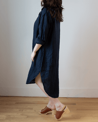 CP Shades Kira Linen Rounded Shirttail Dress in Ink