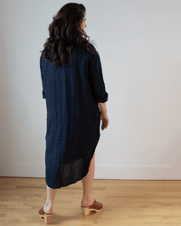 CP Shades Kira Linen Rounded Shirttail Dress in Ink