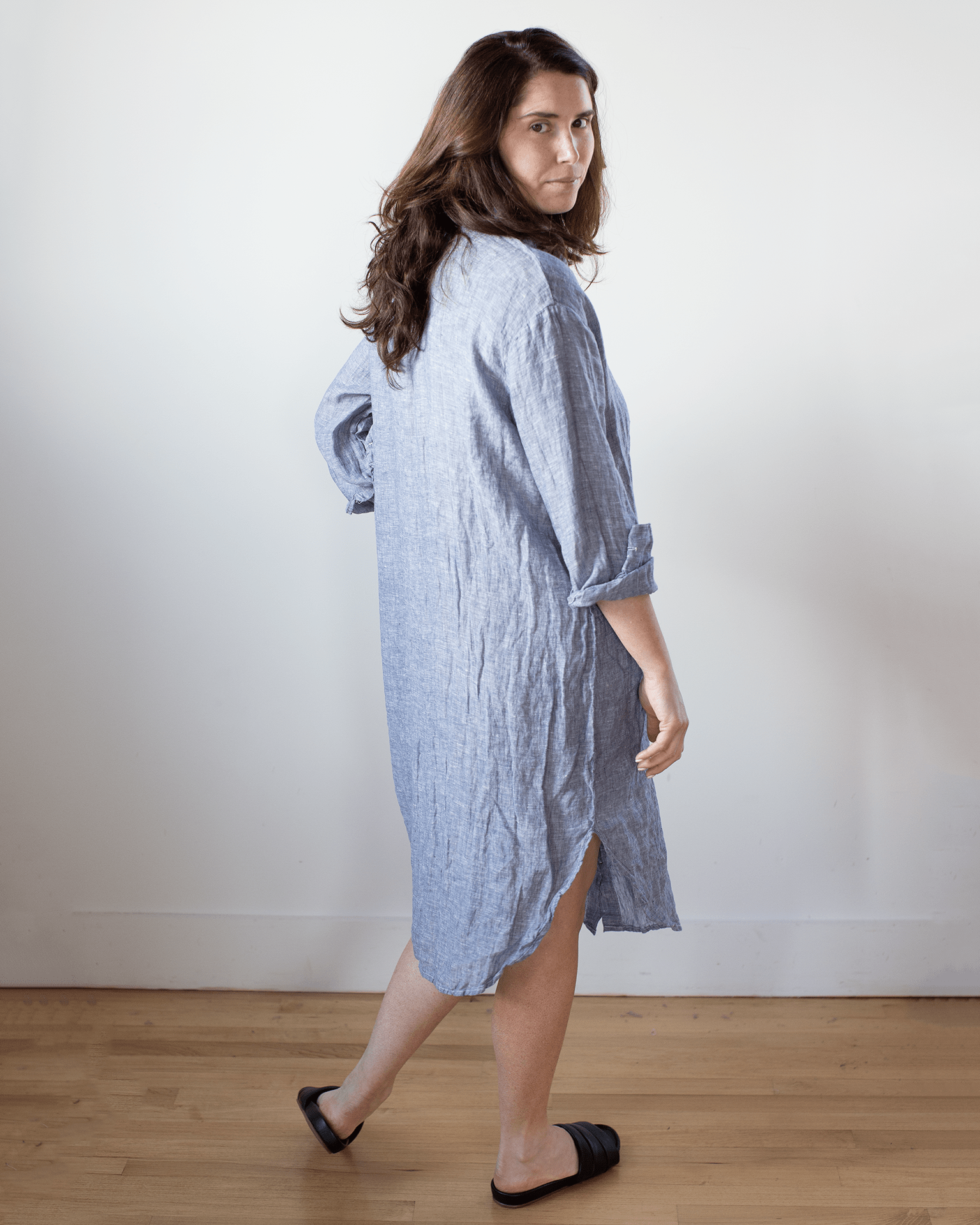 CP Shades Kira Rounded Shirttail Dress in Ink Chambray