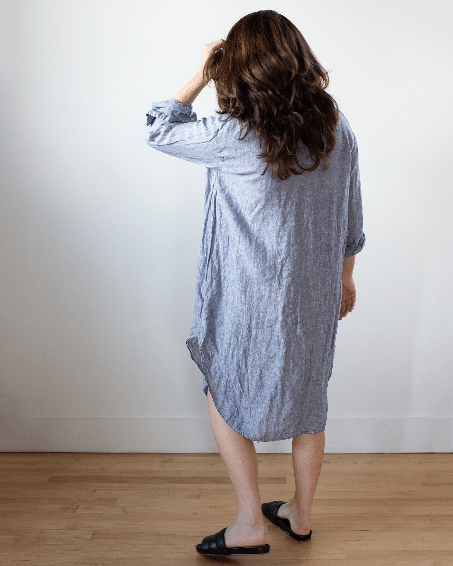 CP Shades Kira Rounded Shirttail Dress in Ink Chambray