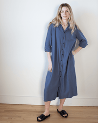CP Shades Maxi Shirtdress in Midnight Textured Cotton