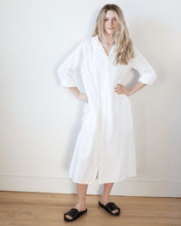 CP Shades Maxi Shirtdress in White Textured Cotton