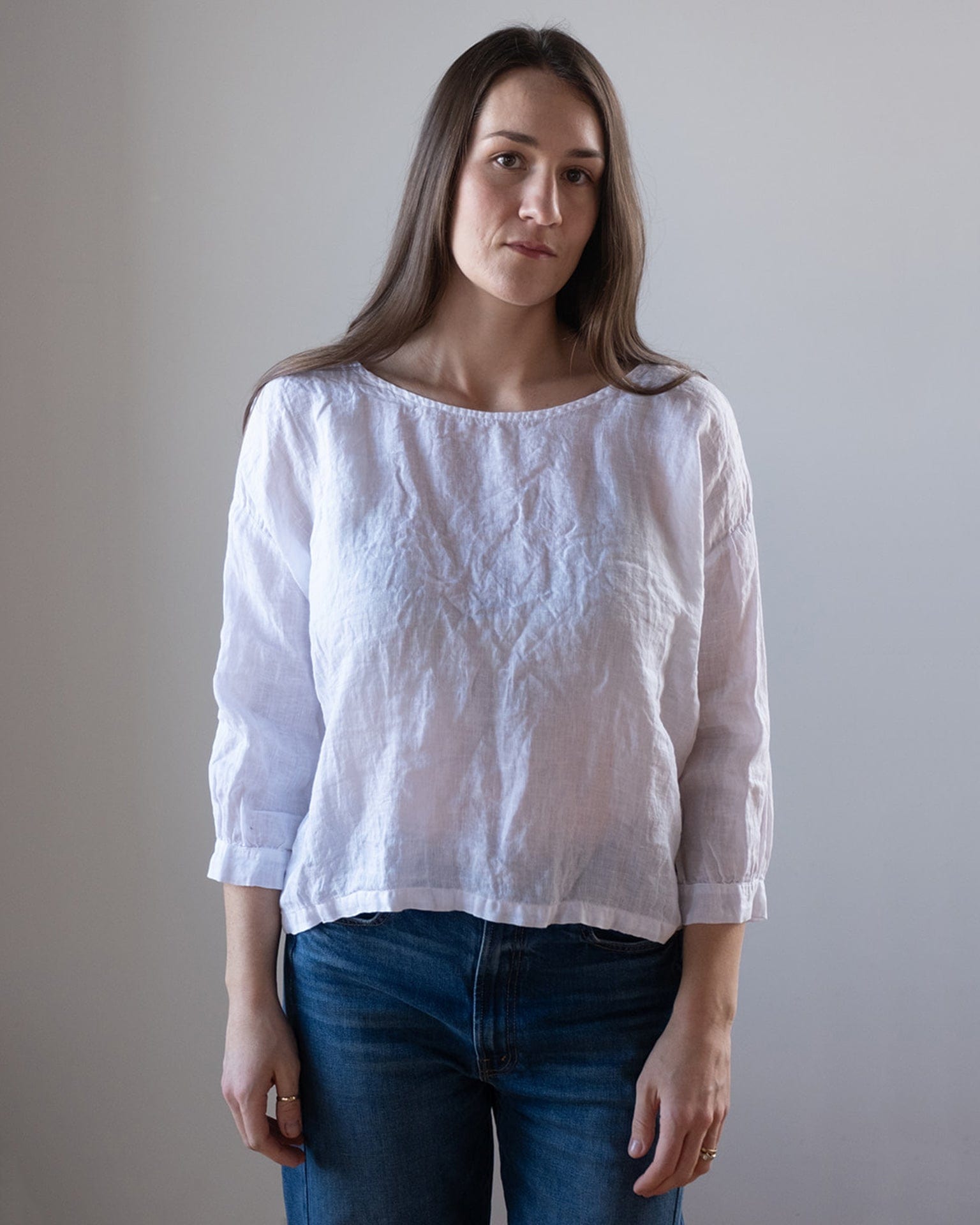 Meena Linen Boatneck Top White