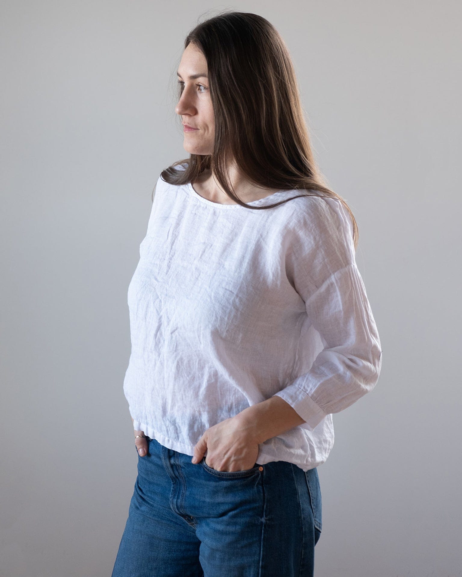 CP Shades Meena Linen Boatneck Top White