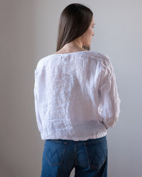 CP Shades Meena Linen Boatneck Top White