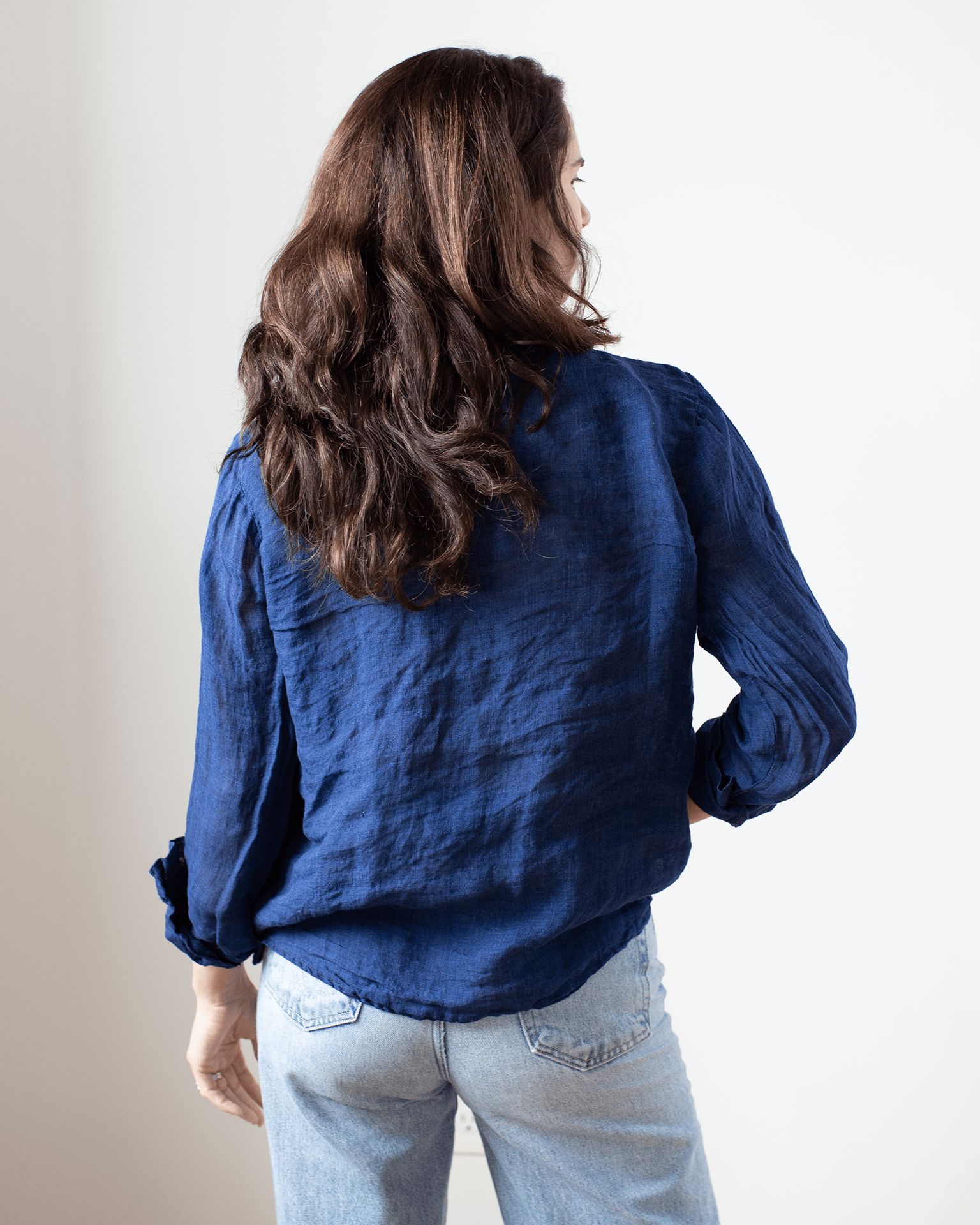 CP Shades Romy Blouse - Indigo Linen in Indigo