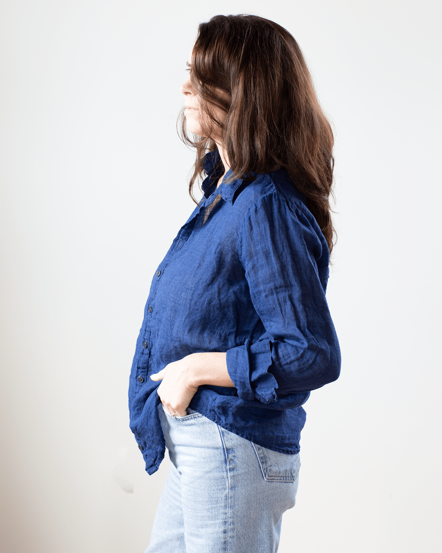 CP Shades Romy Blouse - Indigo Linen in Indigo