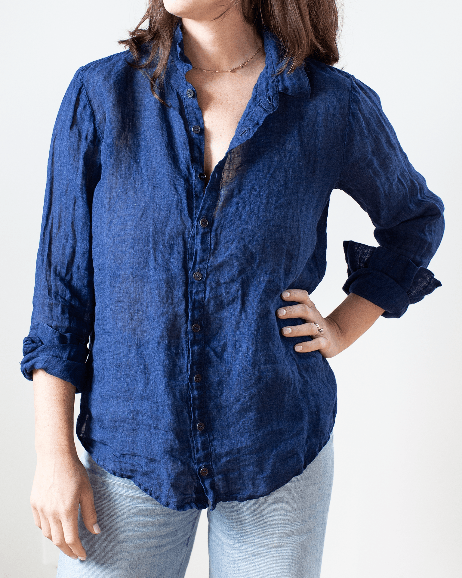 CP Shades Romy Blouse - Indigo Linen in Indigo