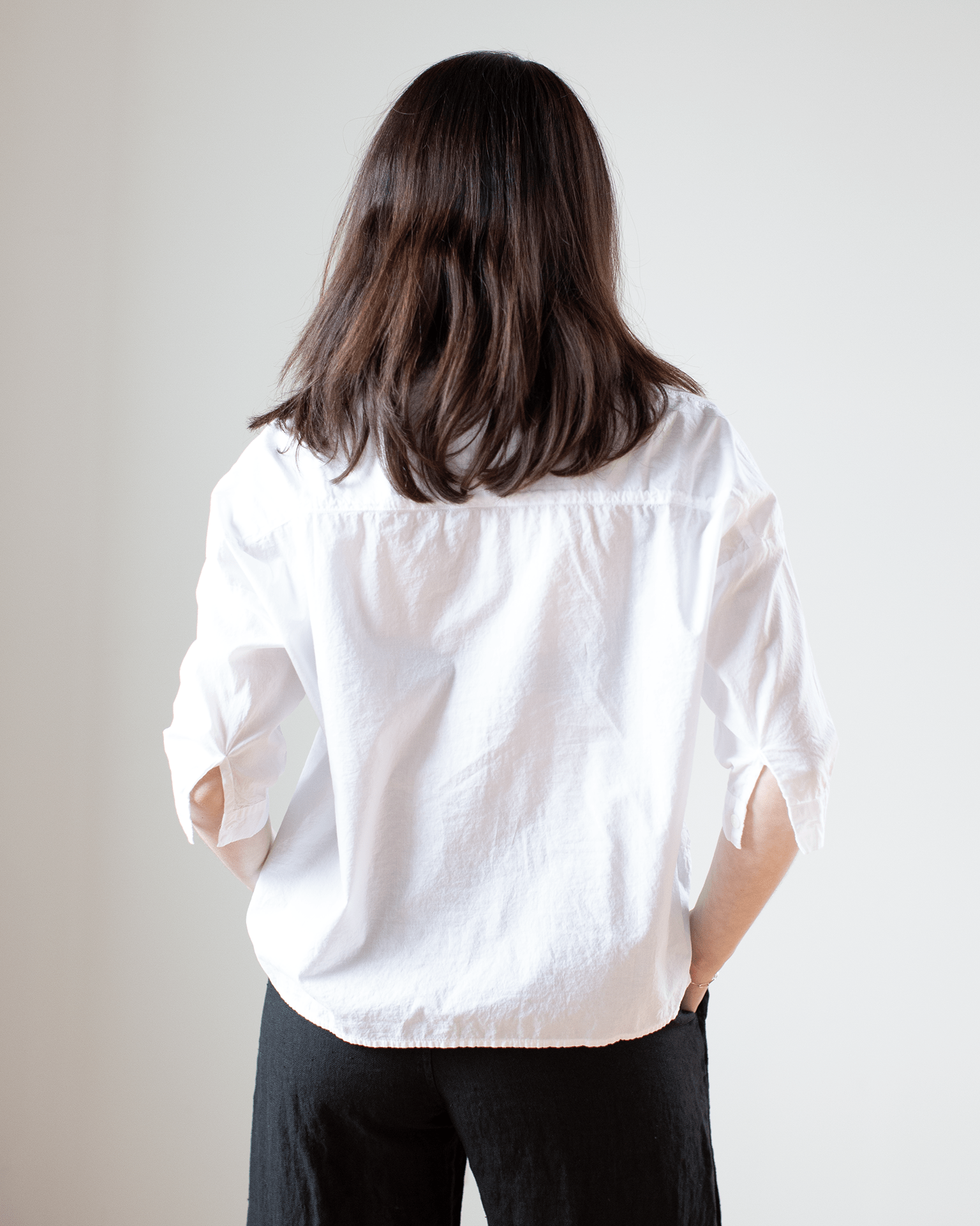 CP Shades Rooney Boxy Crop Blouse in White Cotton Voile