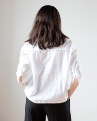 CP Shades Rooney Boxy Crop Blouse in White Cotton Voile