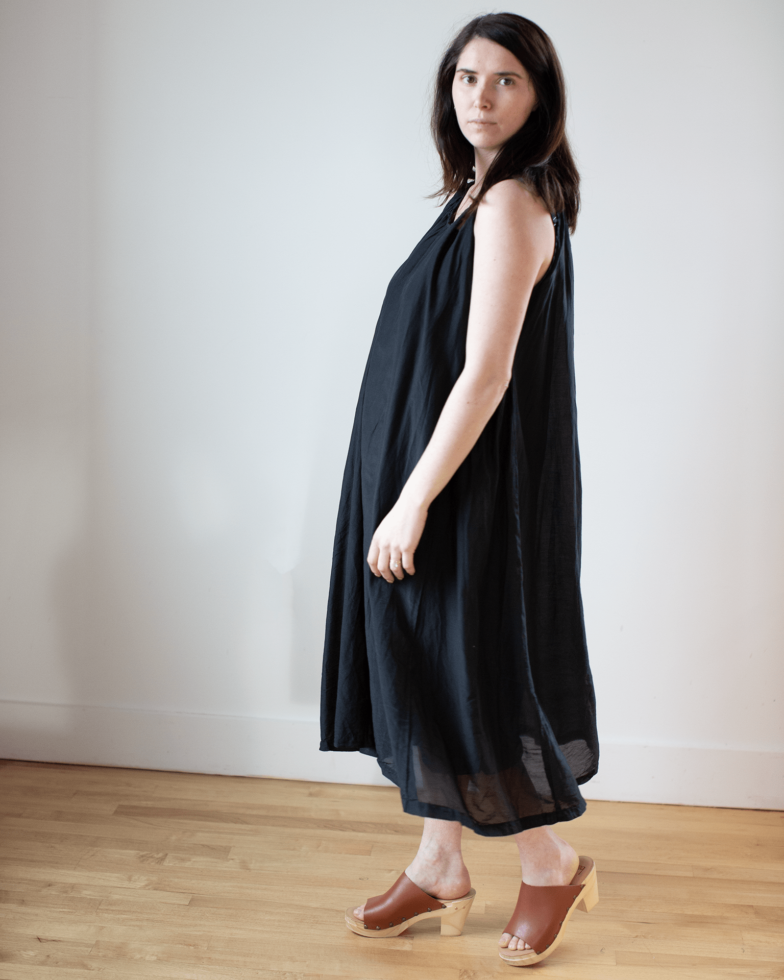 CP Shades Sia Dress in Black Cotton Silk