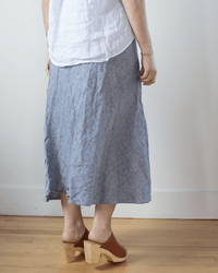 CP Shades Tanya Linen Twill Skirt in Blue Chambray