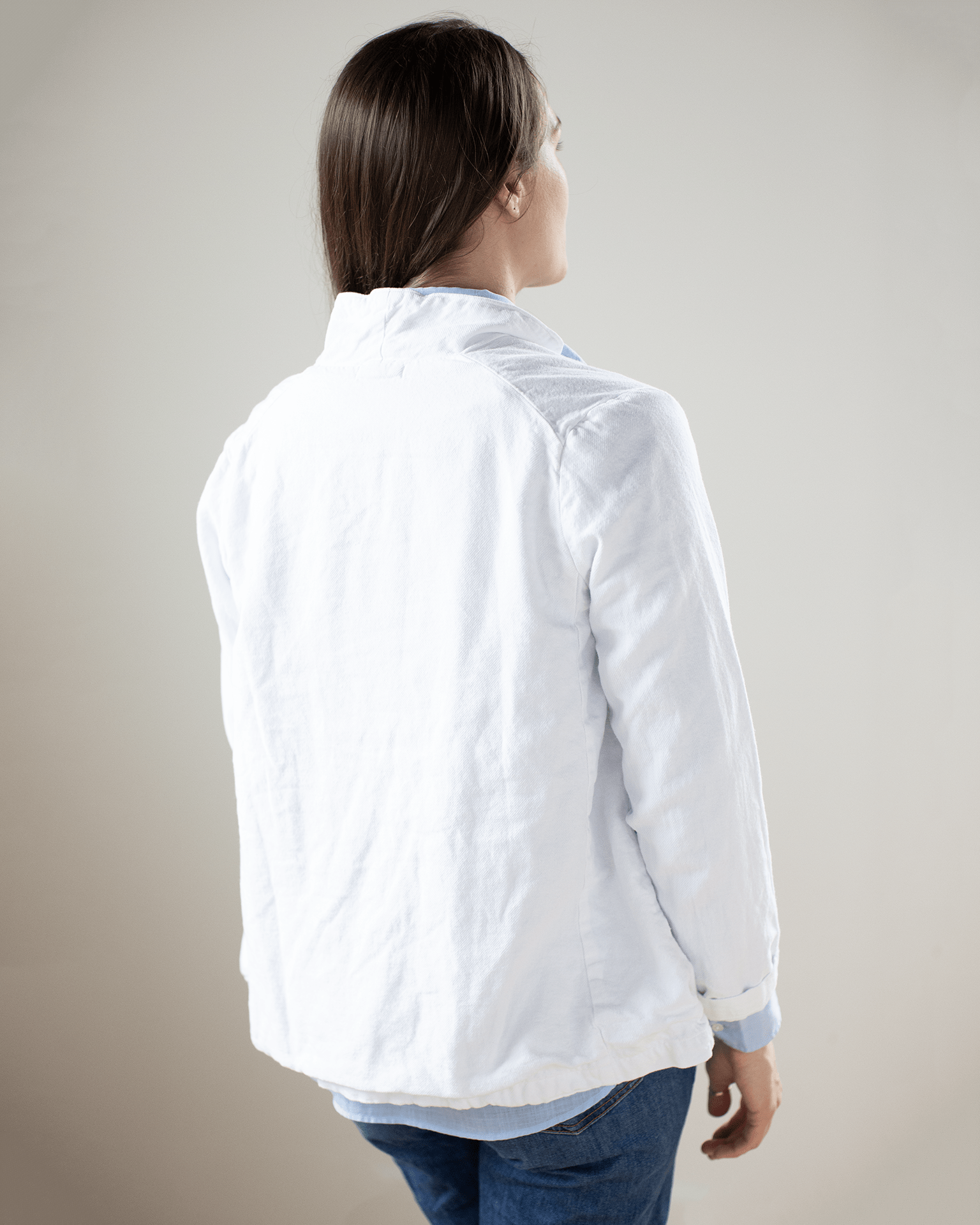 CP Shades Two Pocket Textured Cotton Jacket in White