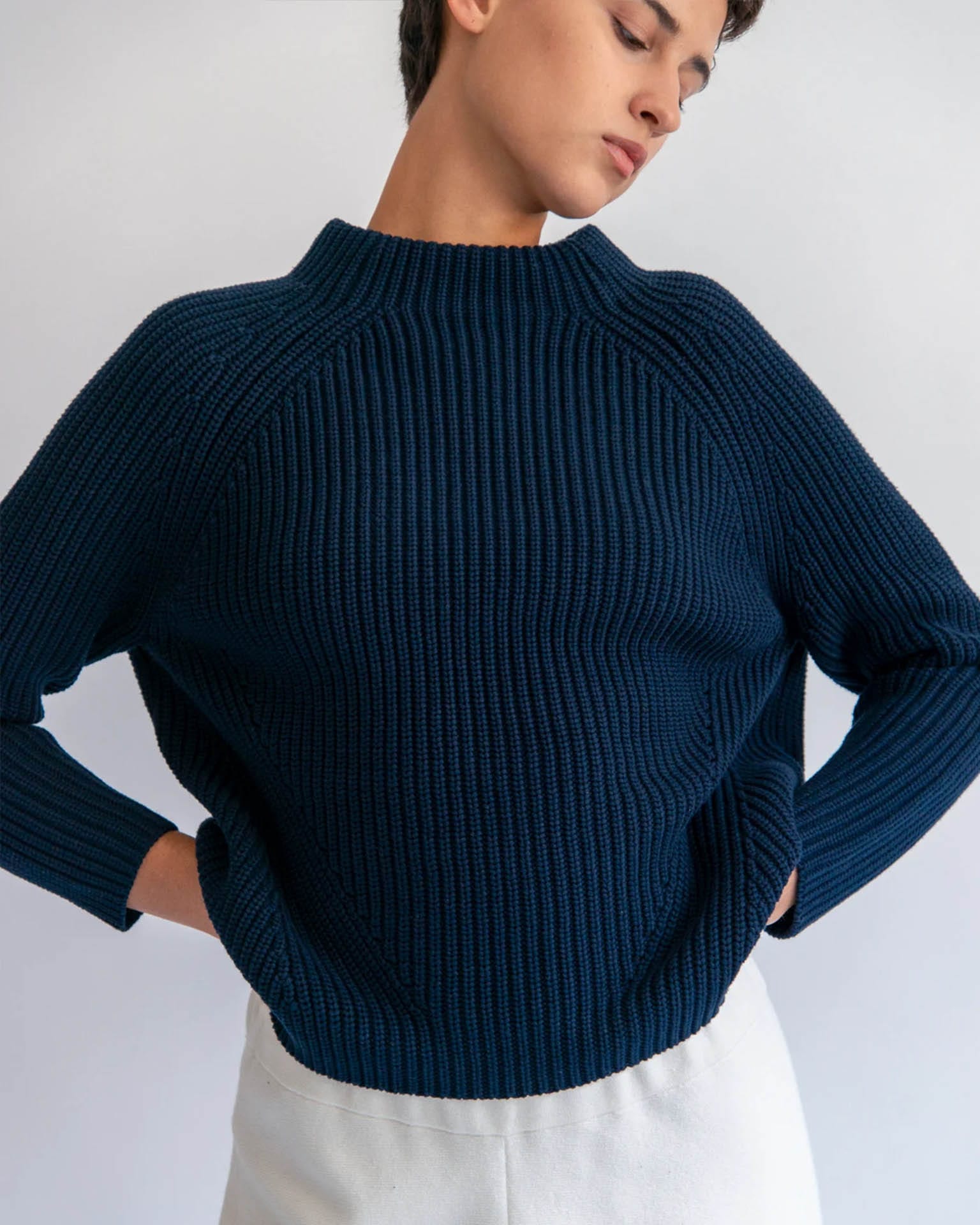 Demylee Daphne Cotton Sweater in Navy