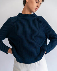 Demylee Daphne Cotton Sweater in Navy