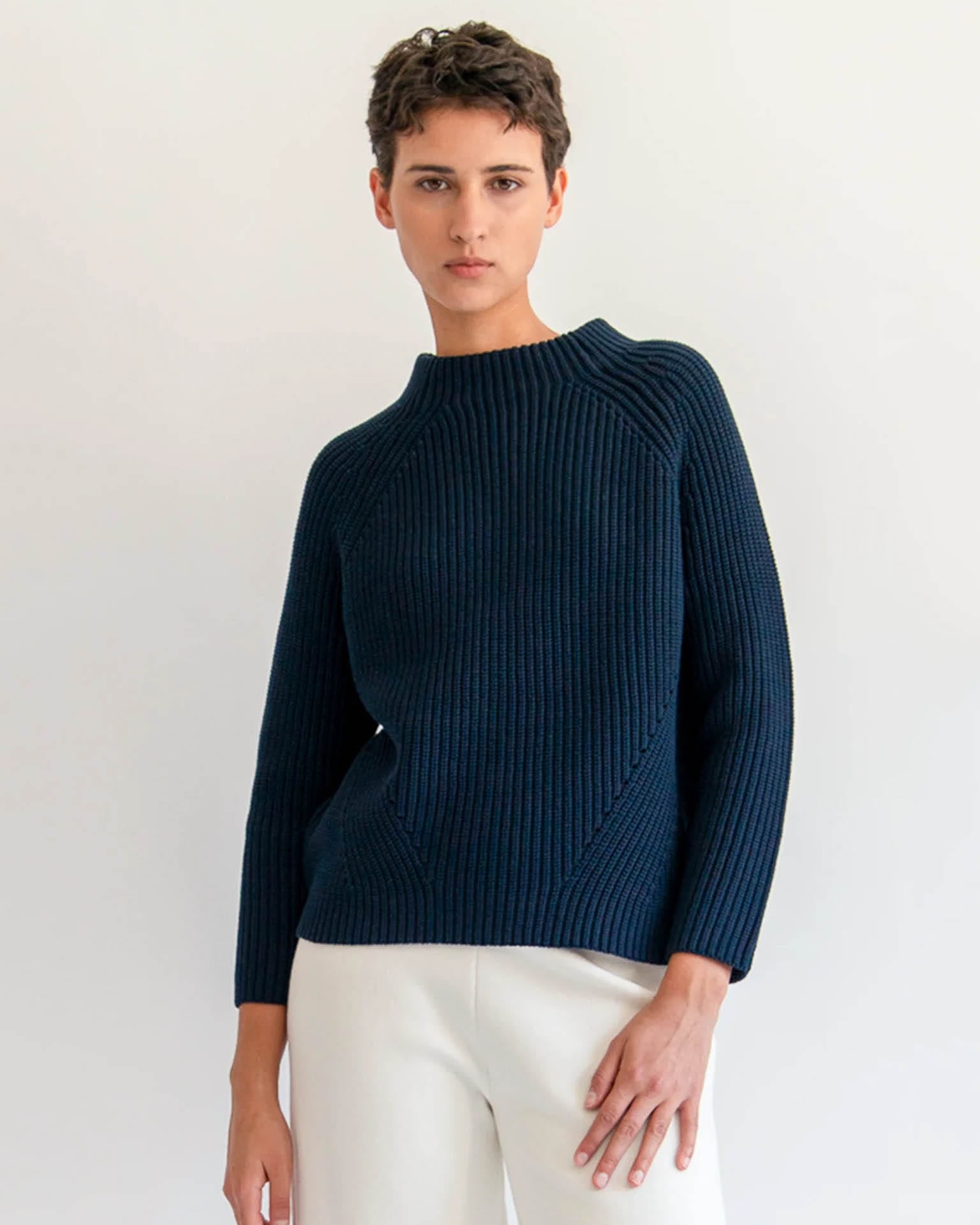 Demylee Daphne Cotton Sweater in Navy