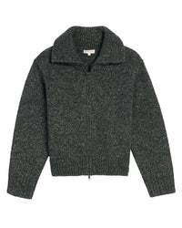 Demylee Irene Confetti Wool Alpaca Zip Cardigan in Dark Grey Multi 3 - Bliss Boutiques