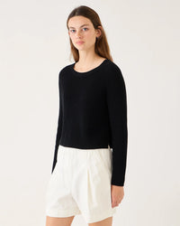 Demylee Isla Cotton Linen Sweater in Black 1 - Bliss Boutiques
