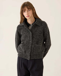 Demylee Julien Confetti Wool Alpaca Cardigan in Dark Grey Multi 2 - Bliss Boutiques