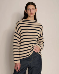 Demylee Lamis Stripe Sweater in Natural/Navy 1 - Bliss Boutiques