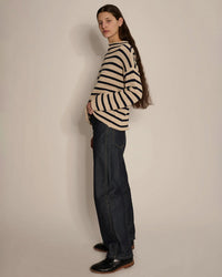 Demylee Lamis Stripe Sweater in Natural/Navy 3 - Bliss Boutiques
