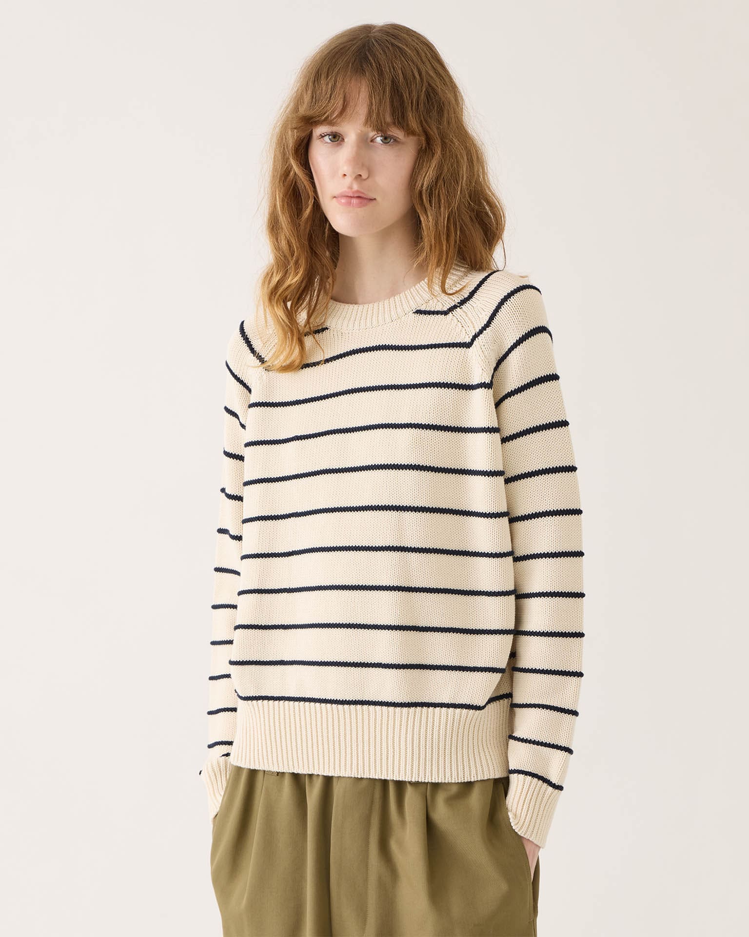 Demylee Lilica Cotton Sweater in Off White/Navy