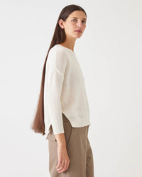 Demylee Nadin Cotton Linen Sweater in Off White