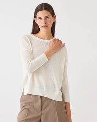 Demylee Nadin Cotton Linen Sweater in Off White