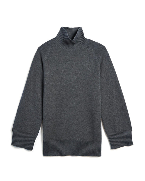DEMYLEE ボーダーHANNES TURTLENECK STRIP Demylee Porter Sweater in Dark Heather Grey - Bliss Boutiques