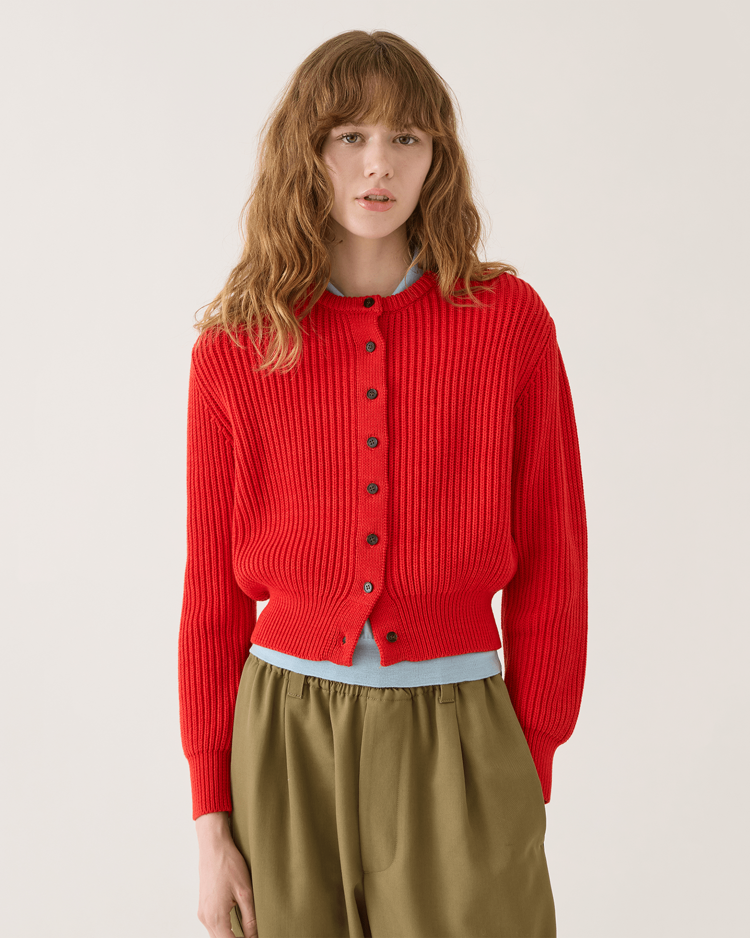 Riana Cotton Sweater in Vermillion
