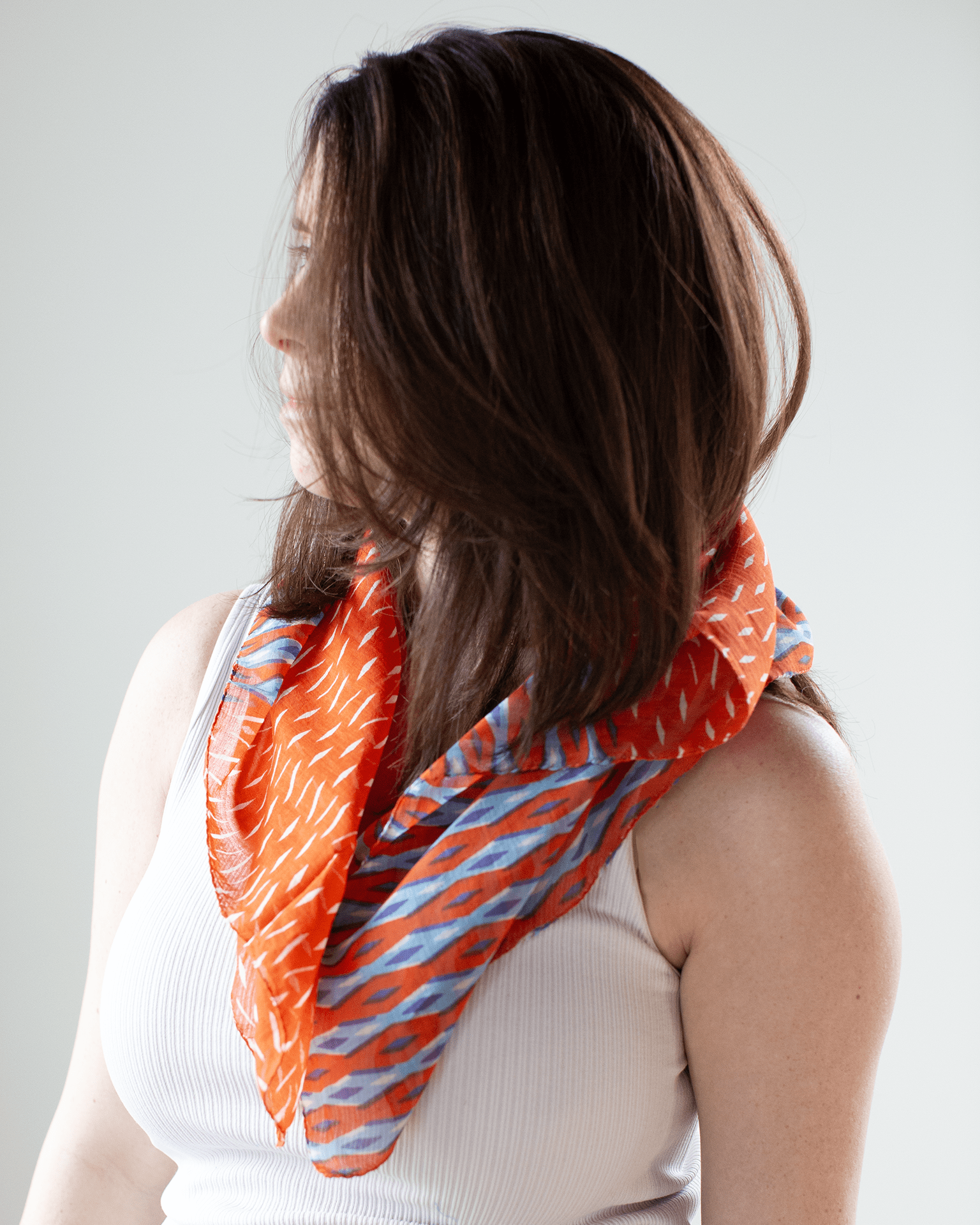 Épice 100% Cttn Split Diamonds Bandana in Orange