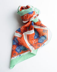 Épice Butterfly Stamps 70x70 Bandana in Orange 1 - Bliss Boutiques