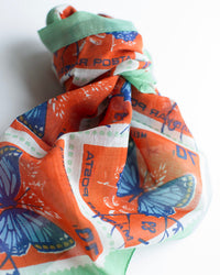 Épice Butterfly Stamps 70x70 Bandana in Orange 3 - Bliss Boutiques