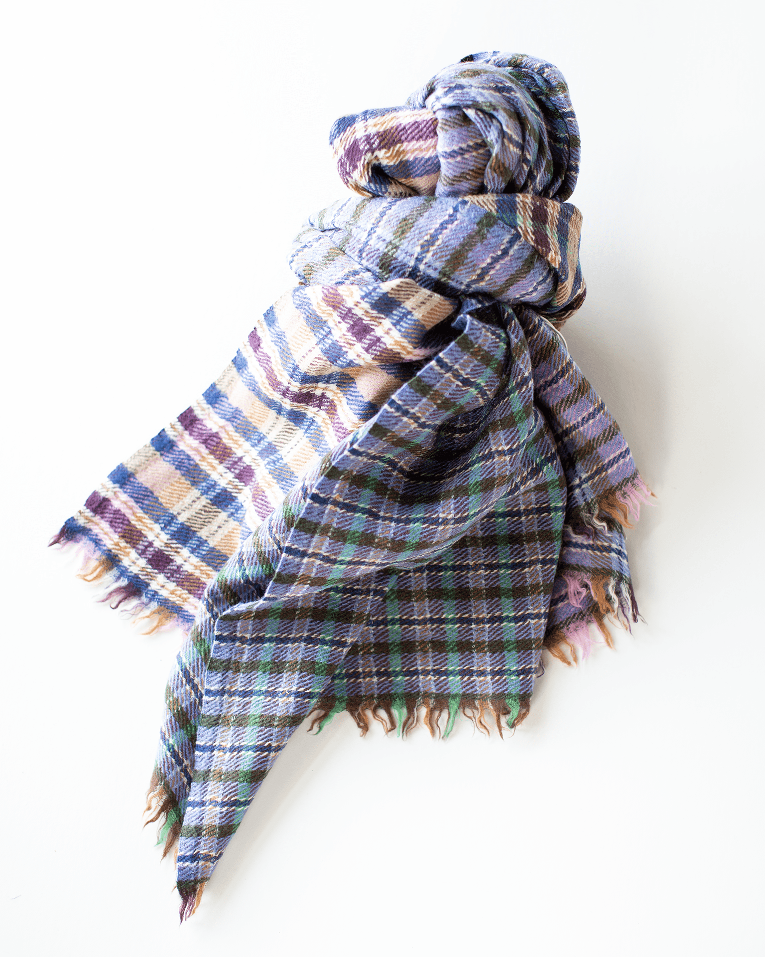 Épice Check Blanket Shawl in Blue