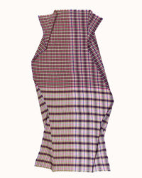 The Épice Check Blanket Shawl in Purple is an oversized 100% wool scarf featuring a multicolored plaid pattern with red, green, purple, and white stripes, shown flat against a white background.