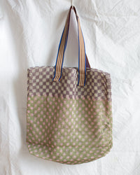 Épice Checks & Dots Large Tote in Moss 1 - Bliss Boutiques
