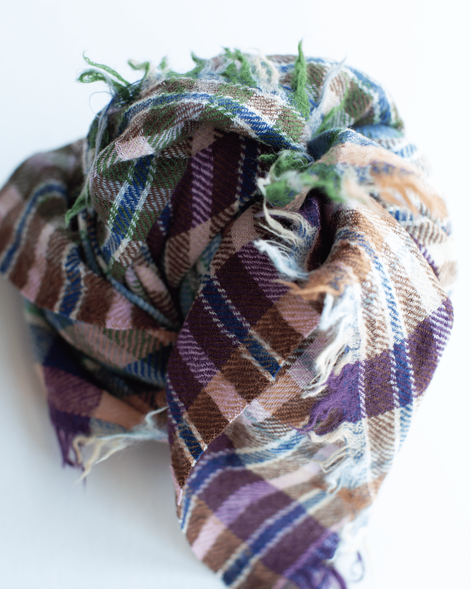 Épice Accessories Forest Cross Plaid Wool Bandana in Forest