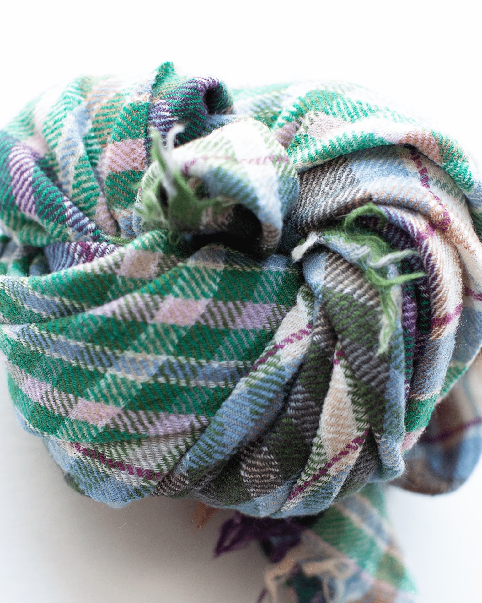 Épice Accessories Ocean Cross Plaid Wool Bandana in Ocean