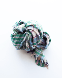 Épice Accessories Ocean Cross Plaid Wool Bandana in Ocean
