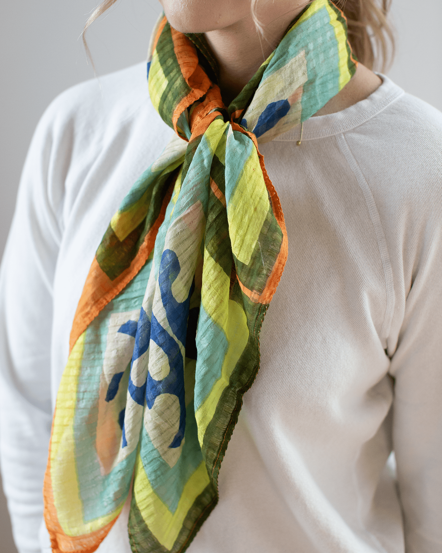 Épice Cttn/Silk Patchwork Bandana in Citrus