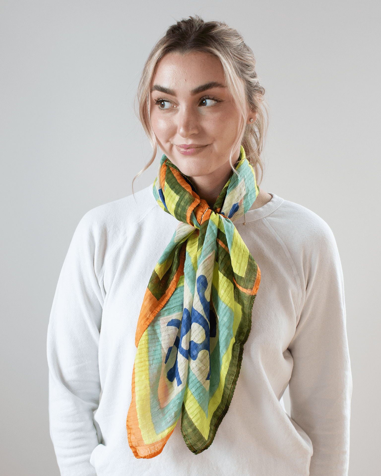 Épice Cttn/Silk Patchwork Bandana in Citrus