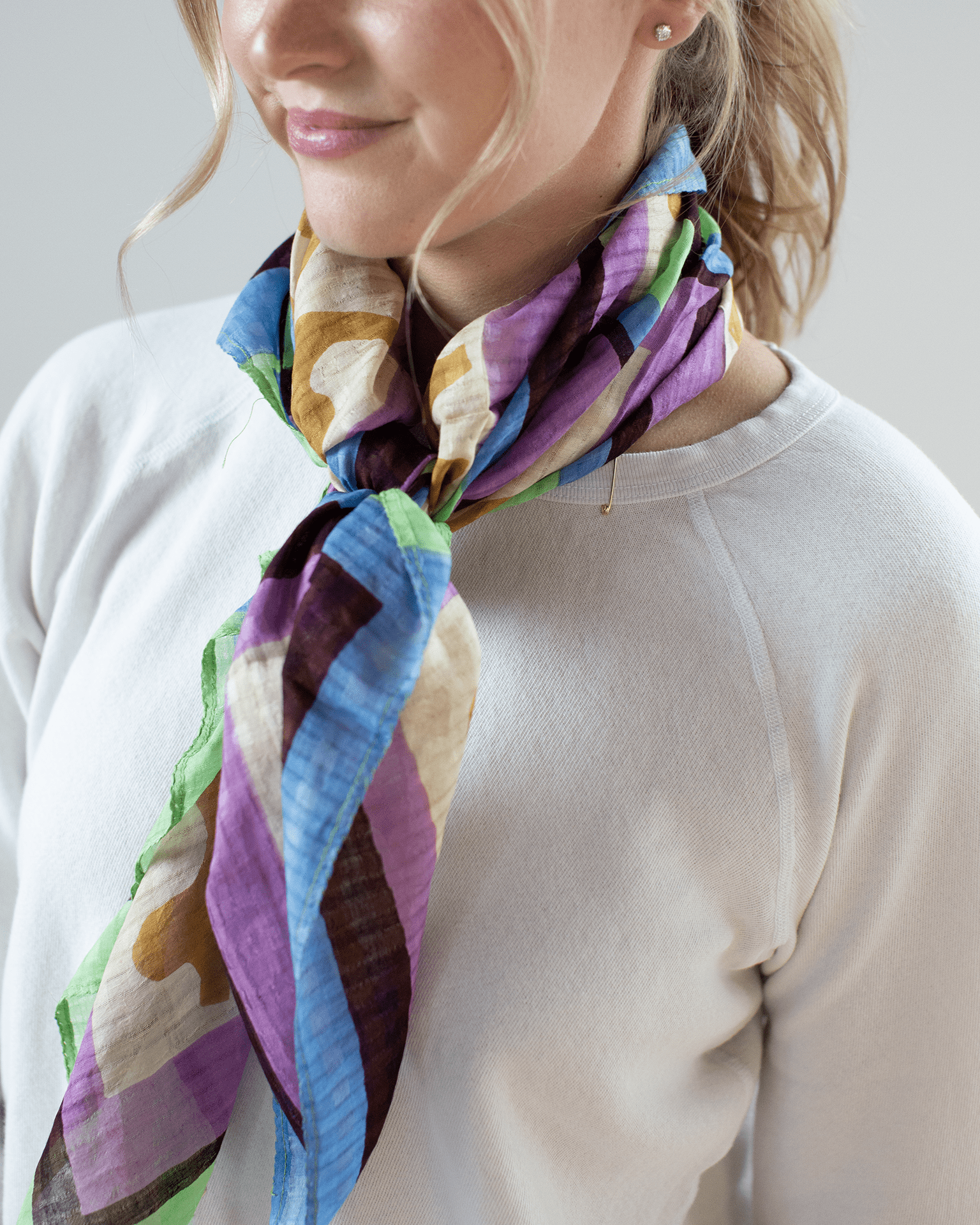 Épice Accessories Grape Cttn/Silk Patchwork Bandana in Grape