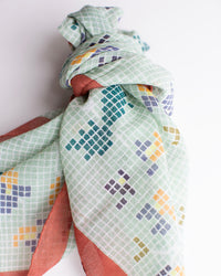 Épice Fairytale Emb 70x70 Bandana in Macha 3 - Bliss Boutiques
