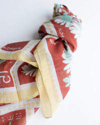 Épice Flower Stamps 70x70 Bandana in Muscade 3 - Bliss Boutiques
