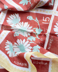 Épice Flower Stamps 70x70 Bandana in Muscade 2 - Bliss Boutiques