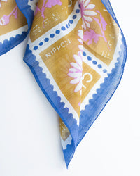 Épice Flower Stamps 70x70 Bandana in Ochre 3 - Bliss Boutiques